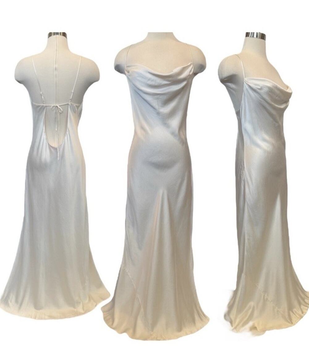 Vintage 90s Y2K Victoria’s Secret Ivory Silk Cowl Neck Slip Dress M Bridal gown